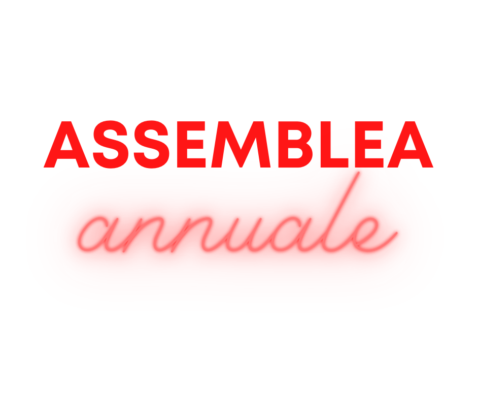 assemblea annuale scritto in rosso su sfondo bianco
